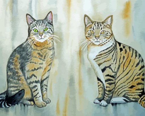 Two Tabby Cats Art Paint By Numbers