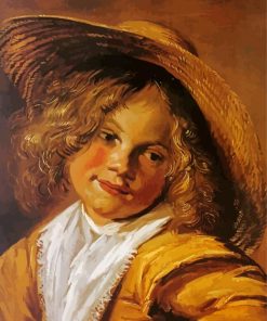 Vintage Child With Straw Hat paint by number