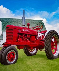 Aesthetic Red Farmall Tractor paint by number