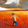 Boy Running Through Field Art Paint By Numbers