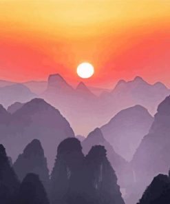 China Karst Mountains Silhouette paint by number