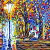 Colorful Abstract Couple On A Bench paint by number