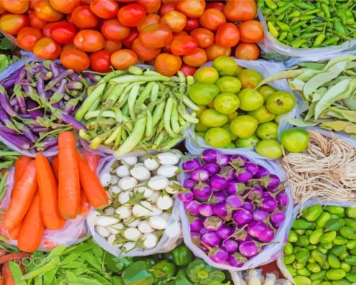 Fresh Vegetable Stand paint by number