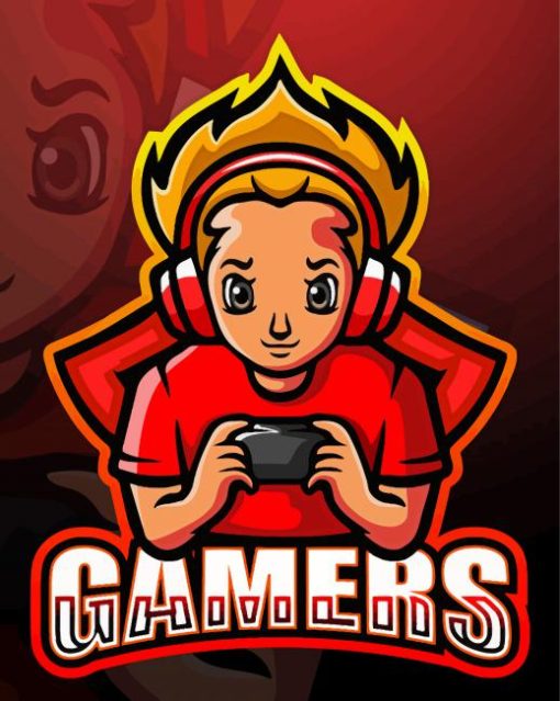 Red Boy Gamer paint by number