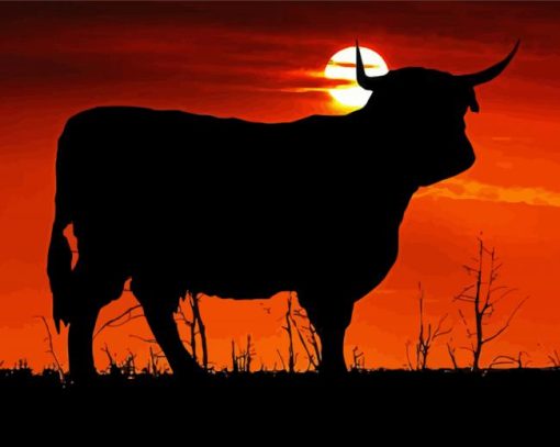 Sunset Cow Silhouette Paint By Numbers