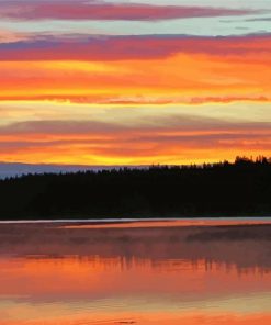 Sunset Water Reflection Midnight Lake Paint By Numbers