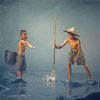 Two Boys Friends Fishing Paint By Numbers