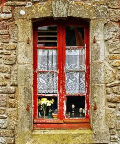 Vintage Red Window Paint By Numbers