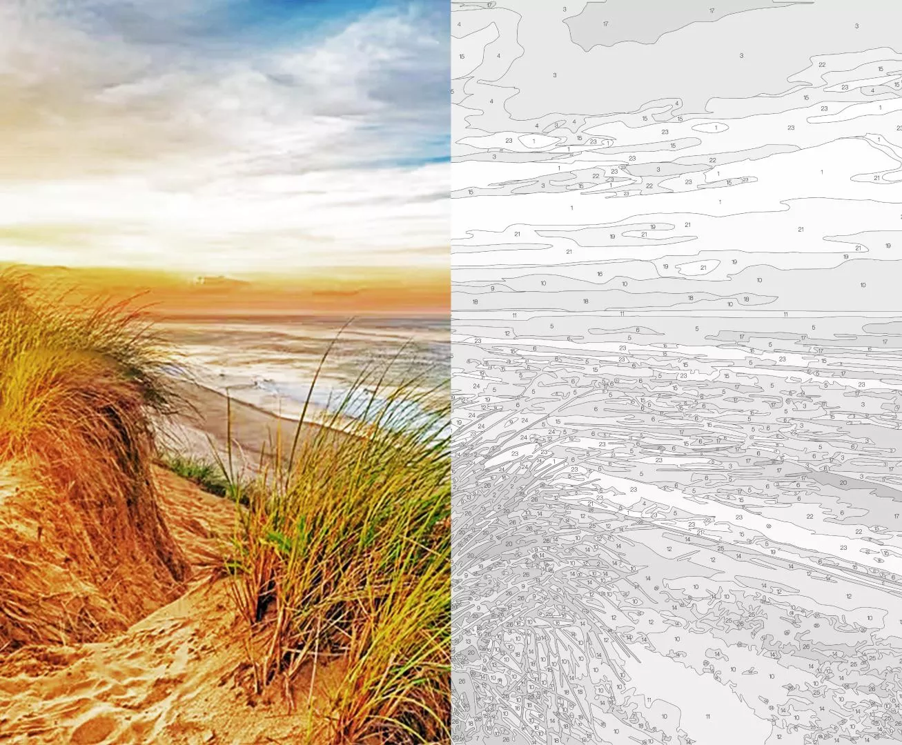 custom paint by numbers process landscape